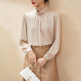 22 Momme Elegance Lladies Long Sleeves Silk Blouse For Women