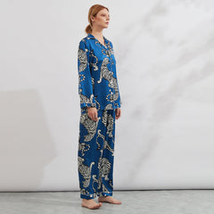 Pajama de pijama de seda tigre para mujeres Mulberry Pajamas de seda estampada
