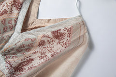 Flowing V-Neck Beach Vacation Bohemian Printed Vintage Silk Dress