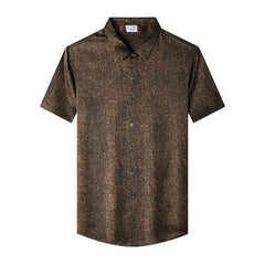 Luxury Soft 100% Silk Men’s Shirt Short Sleeve Textured Silk Top