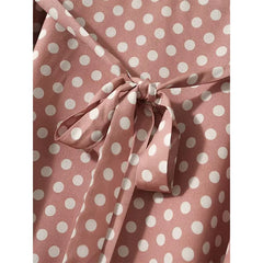 V-Neck 100% Silk Polka Dot Vintage-Inspired Midi A-Line Dress
