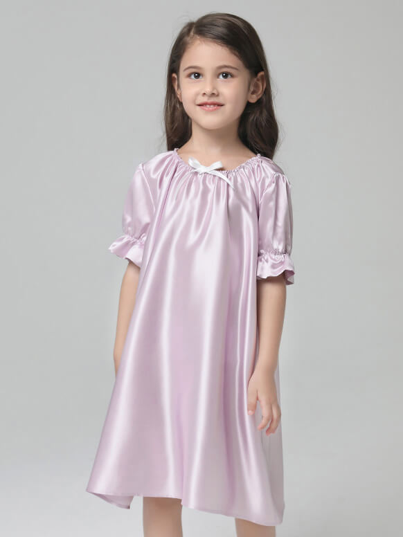 Baby Girls Princess Short Sleeve Silk Nightgown