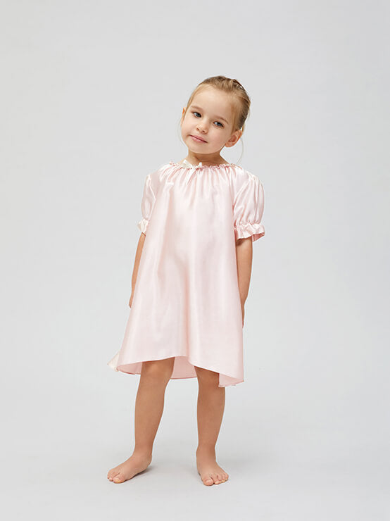 Baby Girls Princess Short Sleeve Silk Nightgown