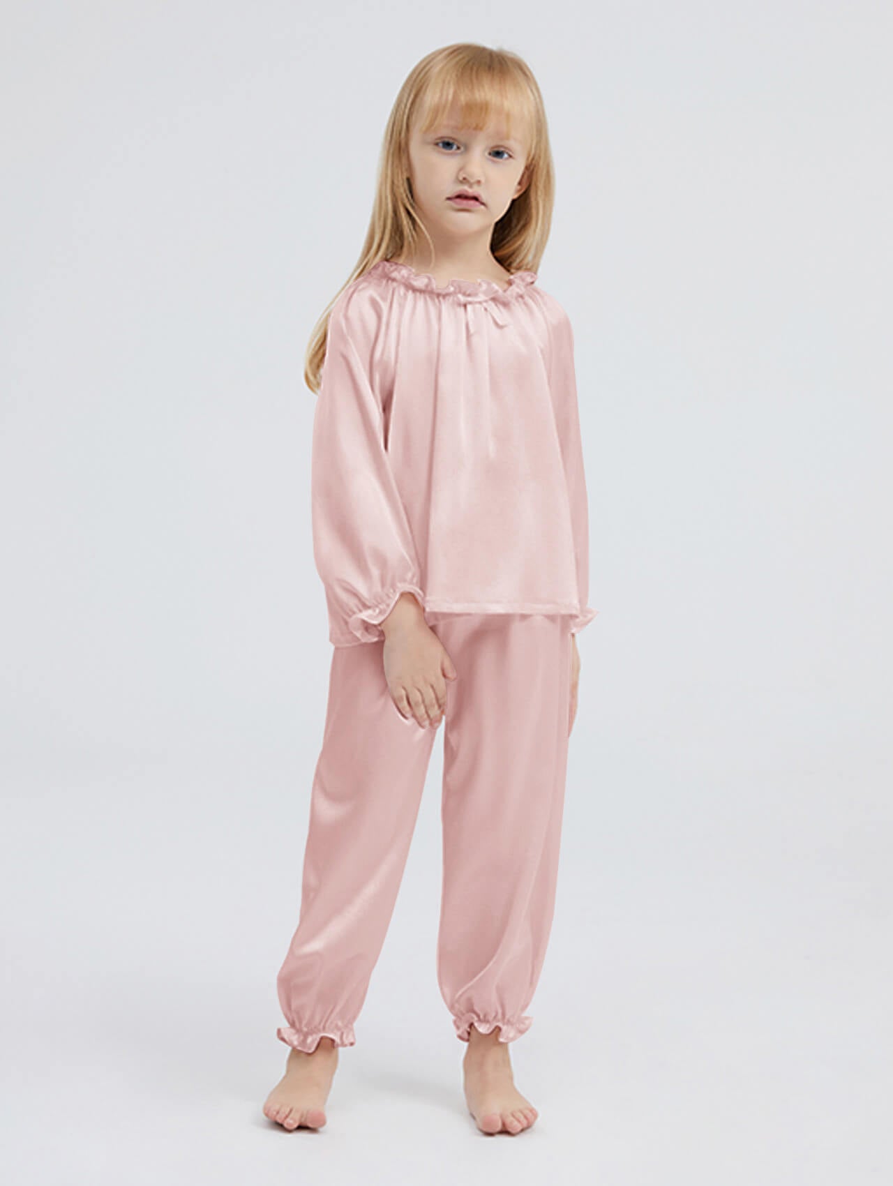 22 Momme Girls Pullover Long Silk Pajama Sets