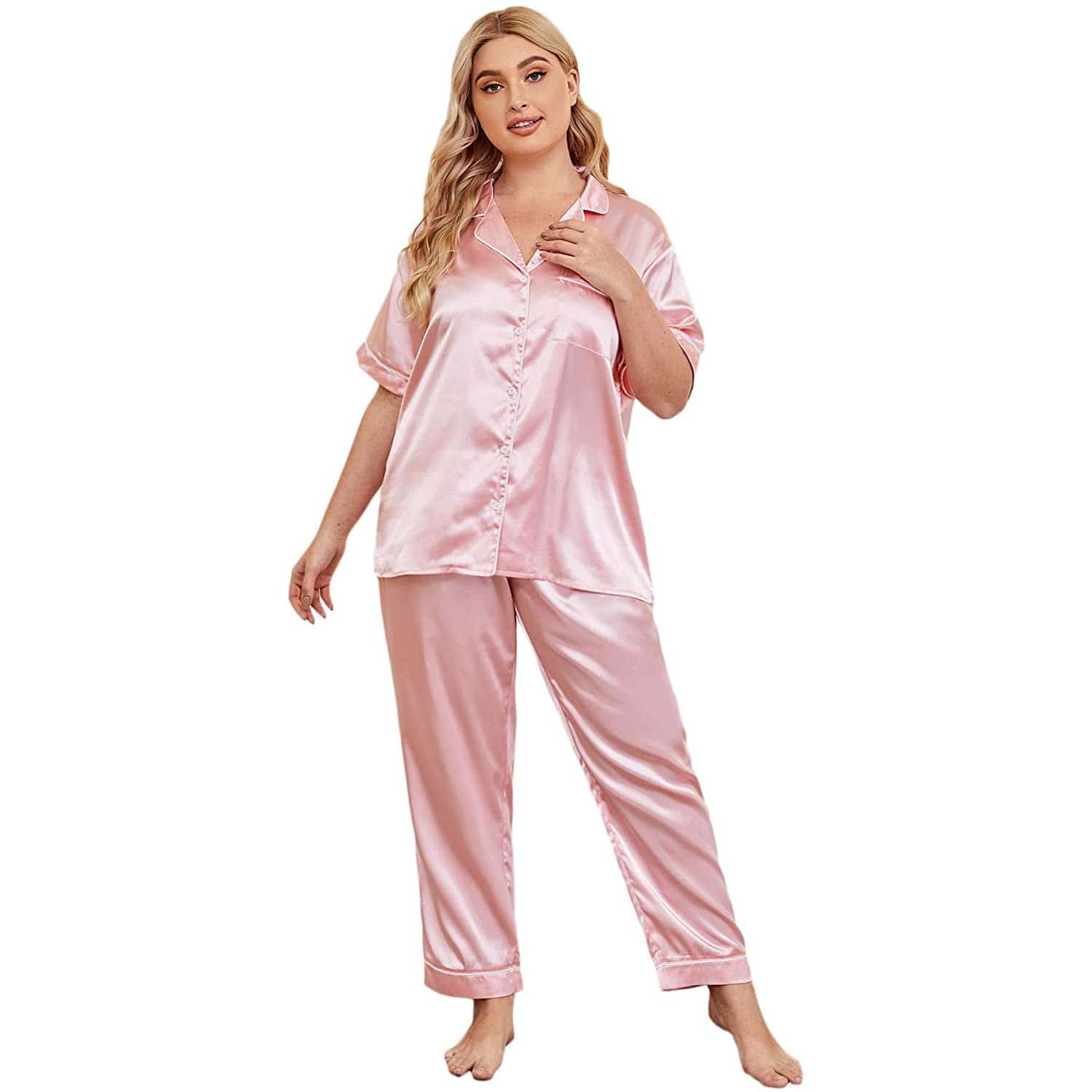 Plus Size Silk Pajama Set Or Women Best Silk PJS Top Pajamas Set