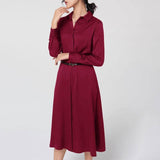 Women Silk Dresses 100% Real Long Sleeve Mulberry Silk Dress