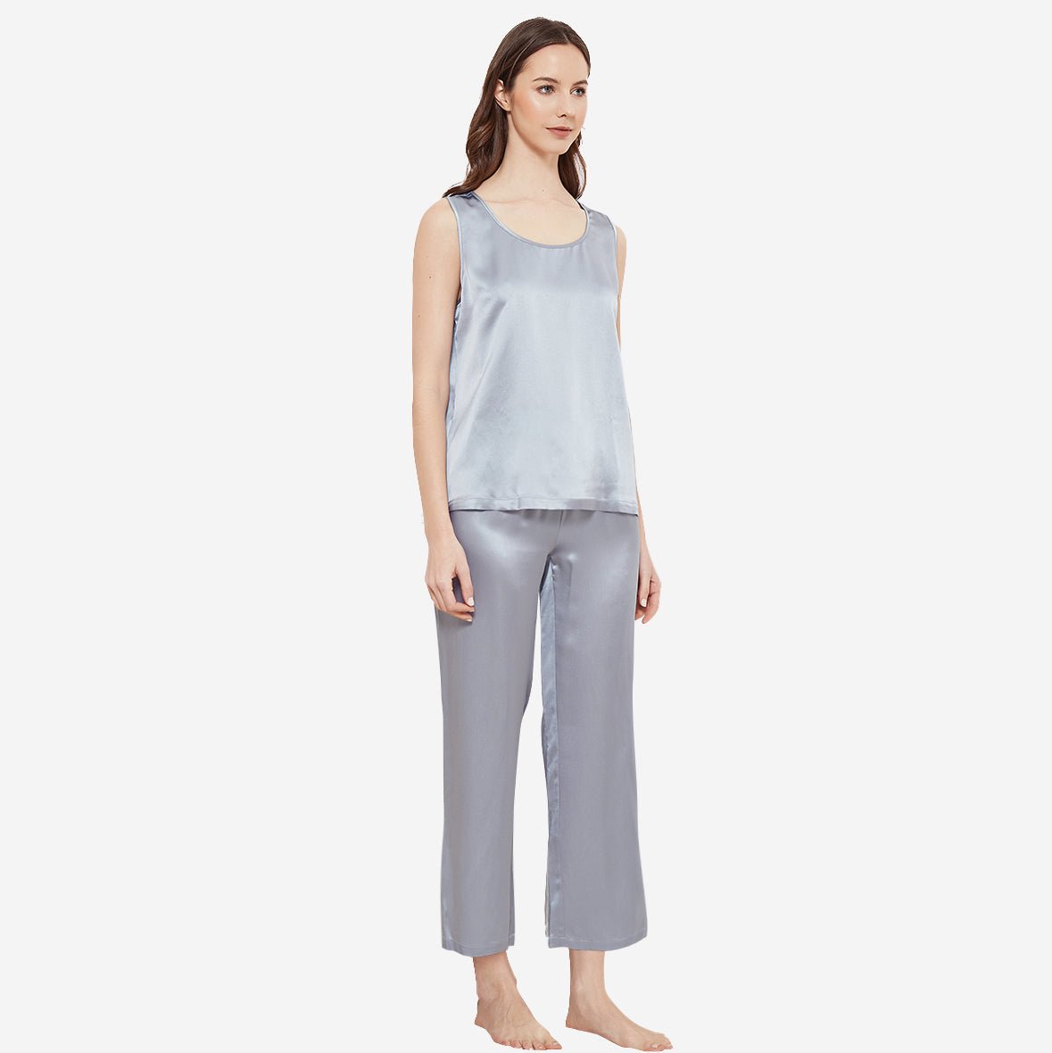 100% Silk Pajama Set Luxury Sleepwear Sleeveless Silk Tops Pajamas
