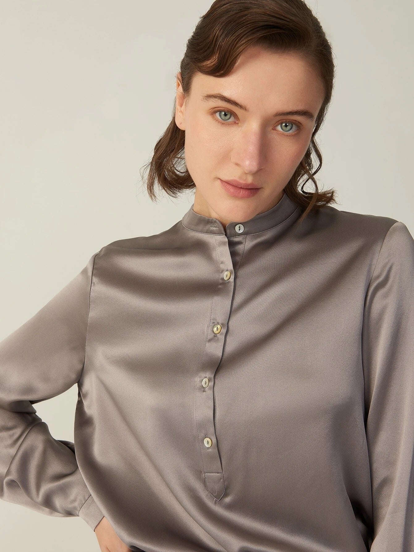 100% 22MM Mulberry Silk Top Long Sleeve Silk Blouse For Women