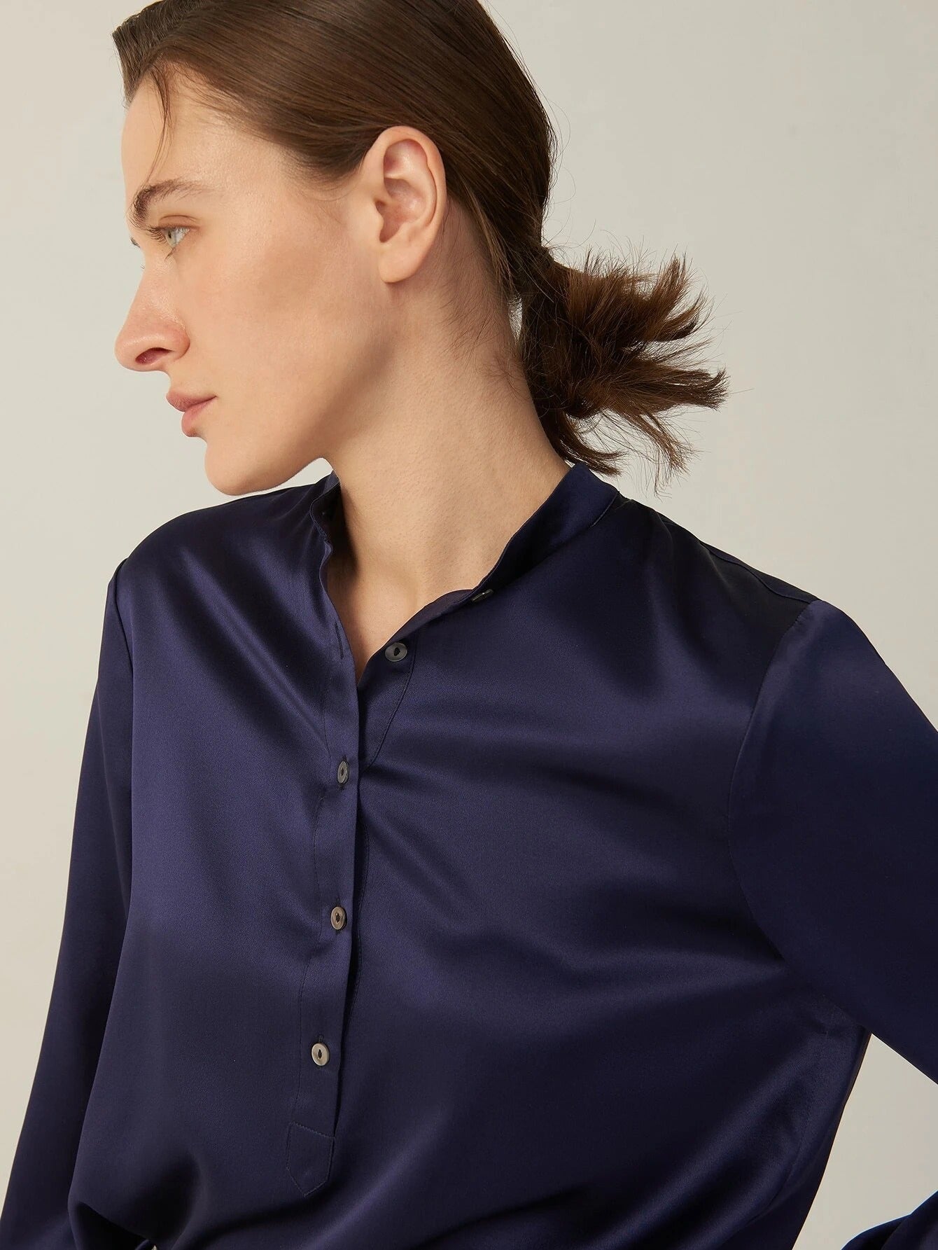 100% 22MM Mulberry Silk Top Long Sleeve Silk Blouse For Women