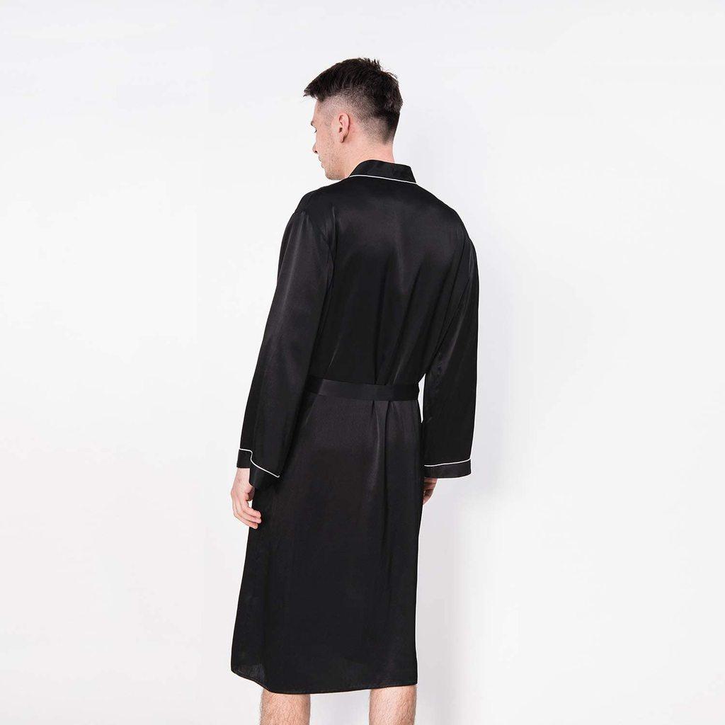 100% Men's Silk Robe Luxury Long Silk Bathrobe Pure Male Silk Robes - DIANASILK