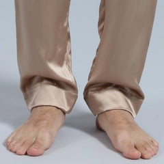 100% Silk Short Sleeve Pajamas Set Short Silk Nightwear Summer For Men - DIANASILK