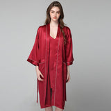 100% Silk V Neckline Full Length Breathably Silk Robe for Bridesmaids (multi-colors) - DIANASILK