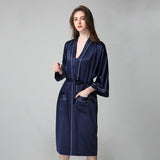 100% Silk V Neckline Full Length Breathably Silk Robe for Bridesmaids (multi-colors) - DIANASILK
