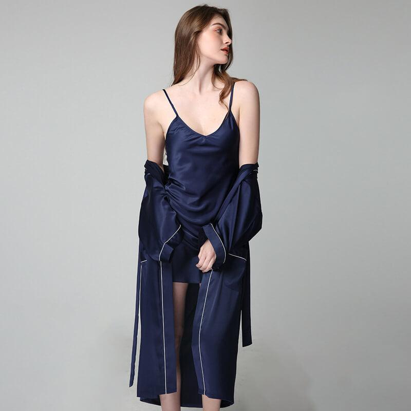 100% Silk V Neckline Full Length Breathably Silk Robe for Bridesmaids (multi-colors) - DIANASILK