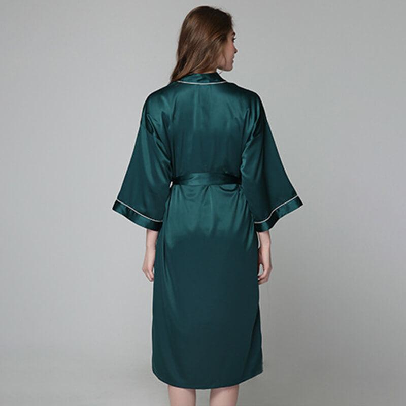 100% Silk V Neckline Full Length Breathably Silk Robe for Bridesmaids (multi-colors) - DIANASILK