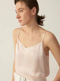 V-Ausschnitt Seide Grade 6A 22 mm dehnbares ärmelloses gerade geschnittenes Cami Top Seidenhemd Einige Farben