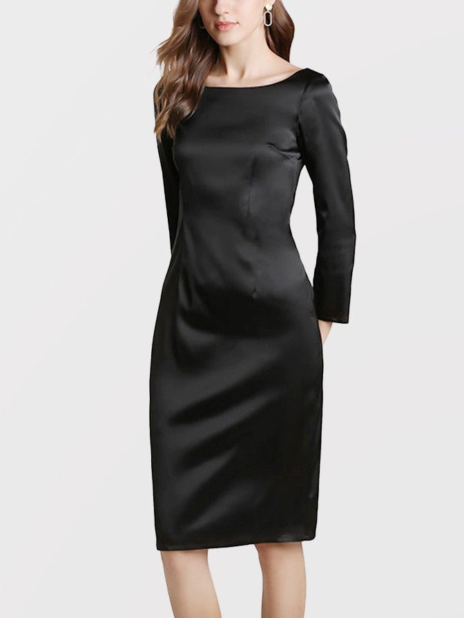 Pure Silk Dresses For Womens Wedding Guest Party Dresses Black / S Pure Silk Dresses For Womens Wedding Guest Party Dresses Black / S