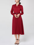 Robe en soie boutonnée à manches longues et taille haute 22 Momme