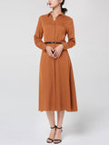 Robe en soie boutonnée à manches longues et taille haute 22 Momme