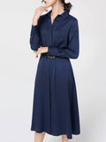 Robe en soie boutonnée à manches longues et taille haute 22 Momme