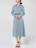 Robe en soie boutonnée à manches longues et taille haute 22 Momme