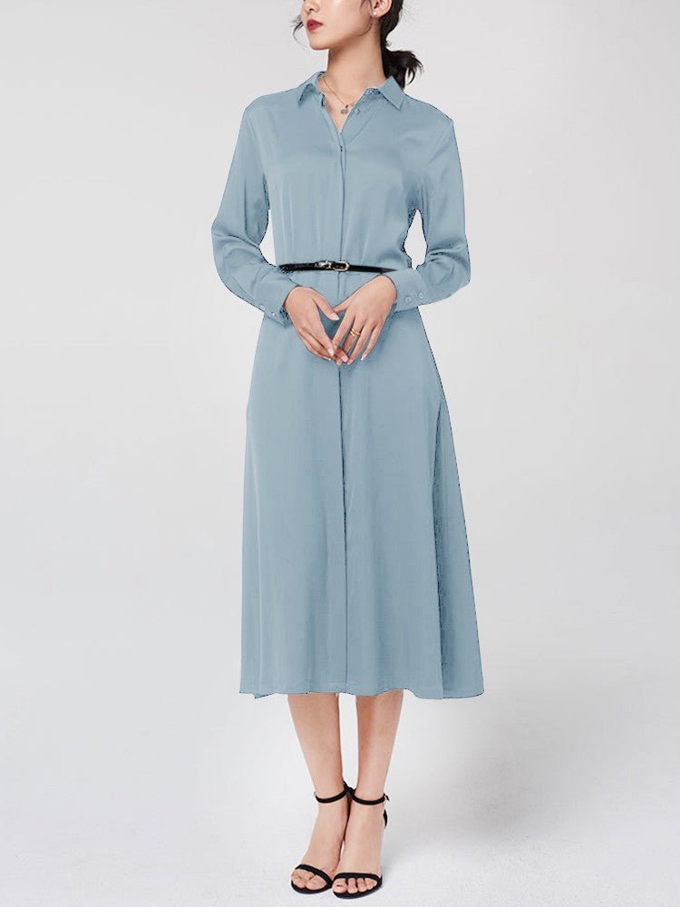 22 Momme Seidenkleid mit hoher Taille und langen Ärmeln