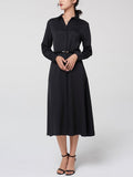 Robe en soie boutonnée à manches longues et taille haute 22 Momme