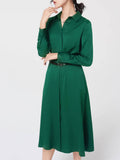 Robe en soie boutonnée à manches longues et taille haute 22 Momme