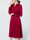 Robe en soie boutonnée à manches longues et taille haute 22 Momme