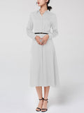 Robe en soie boutonnée à manches longues et taille haute 22 Momme