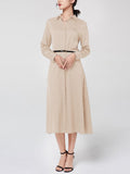 Robe en soie boutonnée à manches longues et taille haute 22 Momme