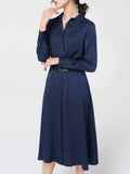 Robe en soie boutonnée à manches longues et taille haute 22 Momme