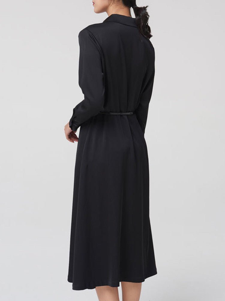 22 Momme Seidenkleid mit hoher Taille und langen Ärmeln