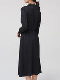 Robe en soie boutonnée à manches longues et taille haute 22 Momme