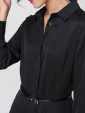 Robe en soie boutonnée à manches longues et taille haute 22 Momme