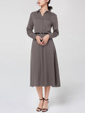 Robe en soie boutonnée à manches longues et taille haute 22 Momme
