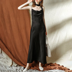 22 Momme Long Cowl Neck Mulberry Silk Slip Dress