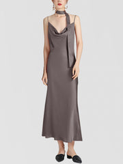 22 Momme Long Cowl Neck Mulberry Silk Slip Dress