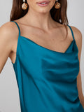 Vestido midi sexy de seda con cuello vuelto y abertura lateral de 22 Momme