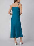 Vestido midi sexy de seda con cuello vuelto y abertura lateral de 22 Momme