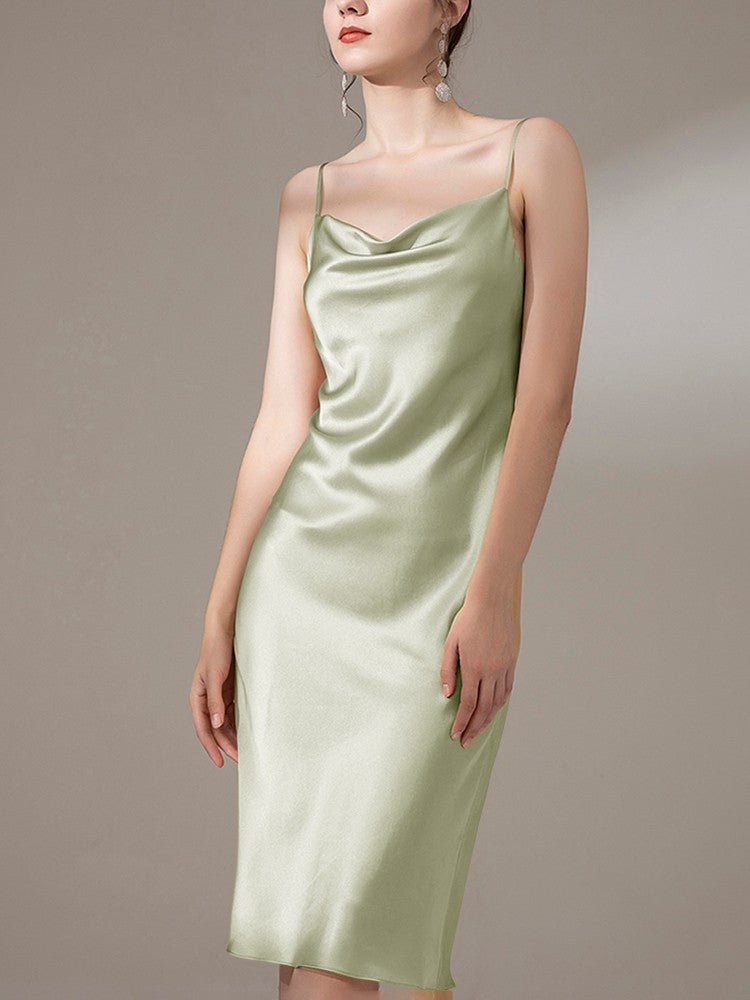 22 Momme Sexy Silk Cowl Neck Slip Dress for  Women