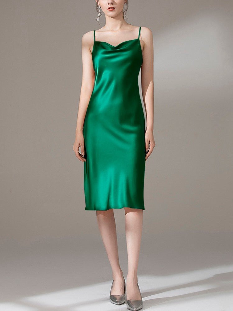 22 Momme Sexy Silk Cowl Neck Slip Dress for  Women