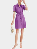 22 Momme Summer Vestido de seda de manga corta con botones