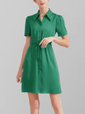 22 Momme Summer Vestido de seda de manga corta con botones