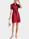 22 Momme Summer Vestido de seda de manga corta con botones