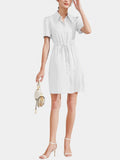 22 Momme Summer Vestido de seda de manga corta con botones