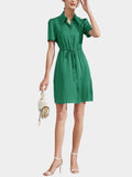 22 Momme Summer Vestido de seda de manga corta con botones