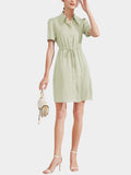 22 Momme Summer Vestido de seda de manga corta con botones