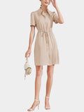 22 Momme Summer Vestido de seda de manga corta con botones