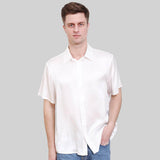 Chemises de luxe en soie à manches courtes pour hommes, haut en soie de couleur Pure, 22MM